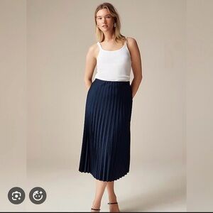 J. Crew Navy Gwyneth Pleated Midi Skirt, BNWT, Size Large